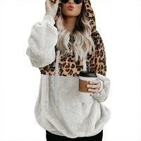 Leopard Print Hooded Sweater for Women (Fall/Winter)