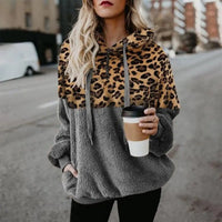 Leopard Print Hooded Sweater for Women (Fall/Winter)